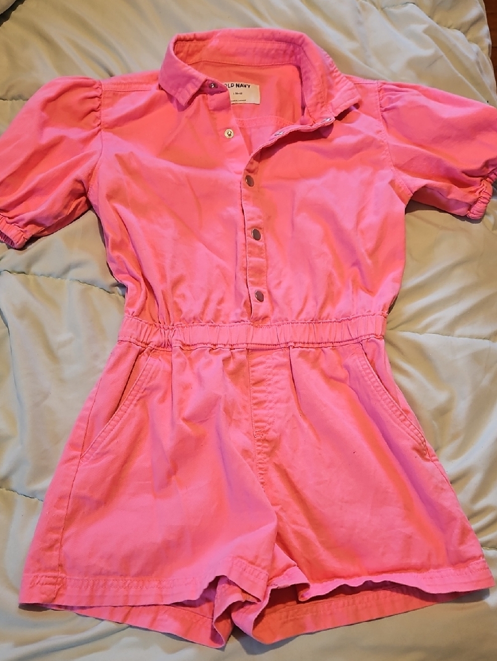 Old Navy Bright Pink Short-Sleeve Romper